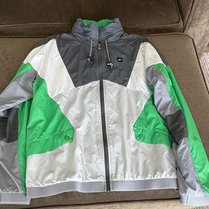 Nike Green and White Jacket with Hidden Hood